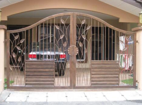 MS Gate Designs 2025 - Golden modern grid MS gate with white stripes