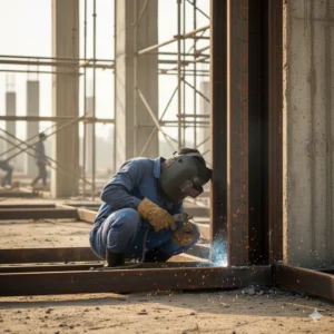 mobile welding business setup work at industrial site