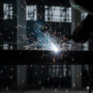 welding sparks during on-site fabrication work